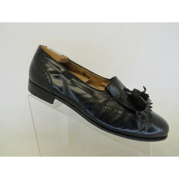 Salvatore Ferragamo Black Leather Kilt Tassel Loafers Dress Shoes Mens Size 9 D